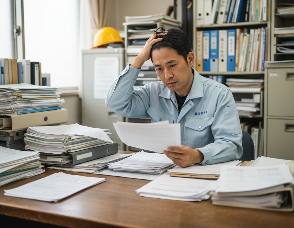 書類仕事をする男性