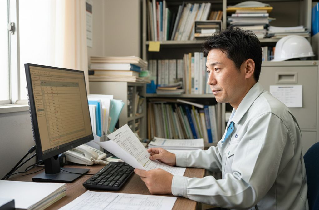 見積書を作る男性